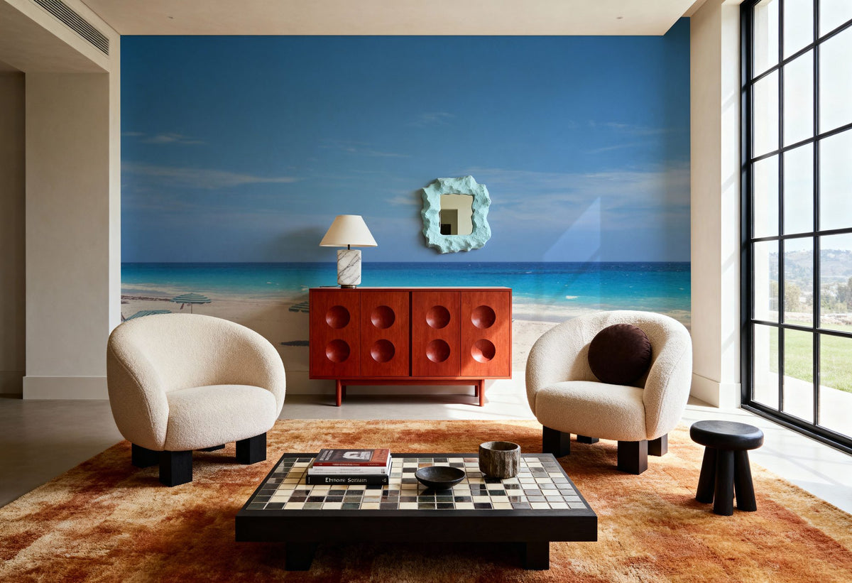 Serene Umbrella Shores Mural Wallpaper - room preview 02