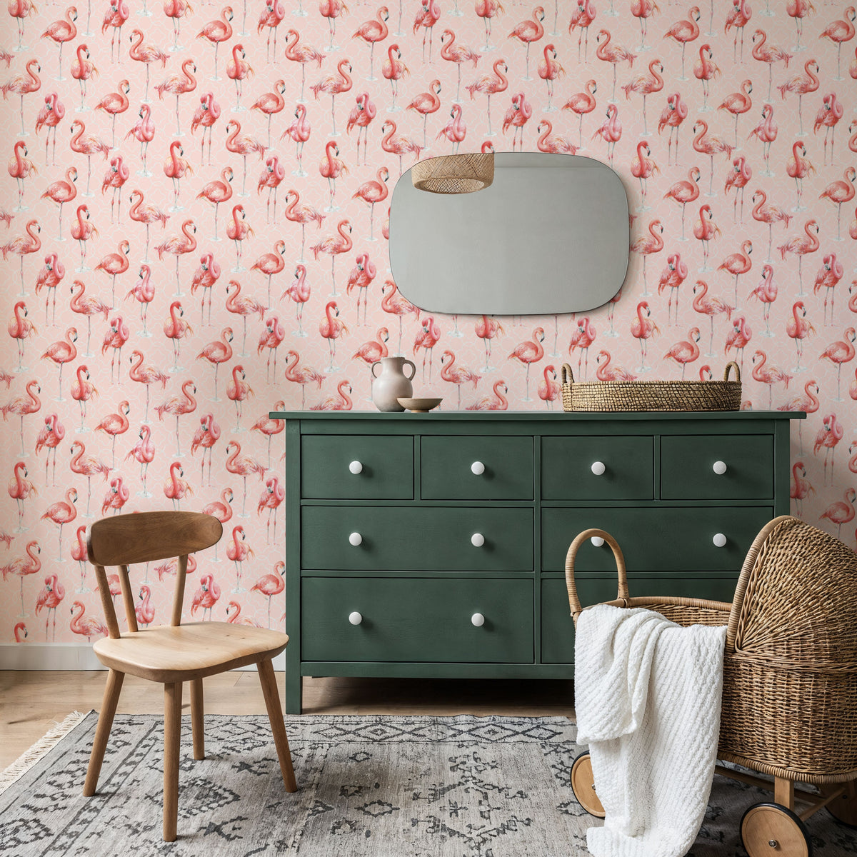 Flamingo Goals Pink Mural Wallpaper - room preview 02