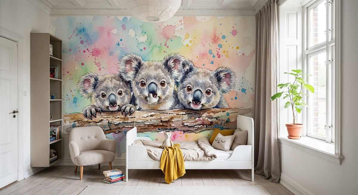 Koalas - Cute Baby Animals Series Mural Wallpaper - room preview 02