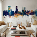 Wintherthur Switzerland Skyline Blue & Bronze Mural Wallpaper - room preview 02