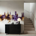 Freiburg Germnay Skyline Purple & Gold Mural Wallpaper - room preview 02