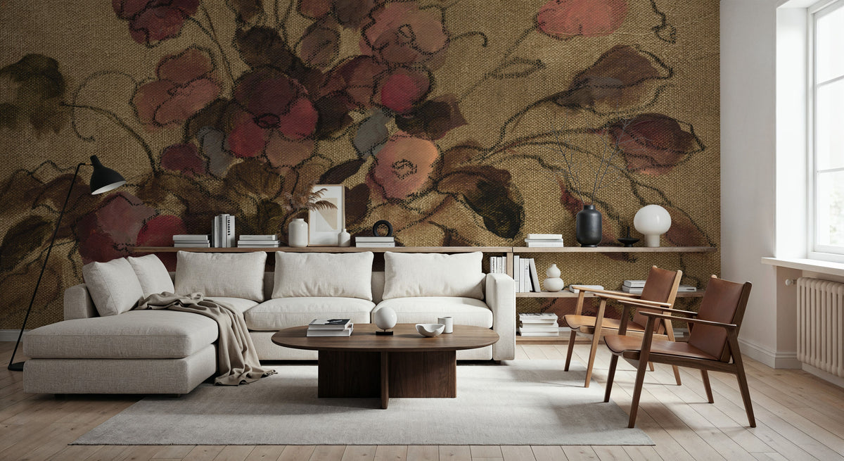 Moody Floral Mural Wallpaper - room preview 02