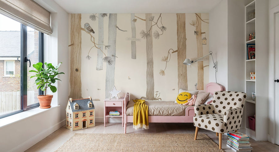 Forest Wallpaper Mural – Woodland Wall Mural – Adventure in Mountain Forest