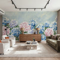 Hydrangea Meadow I Pink Mural Wallpaper - room preview 02