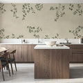 Rambling Rose, Ivory on Light Beige Mural Wallpaper - room preview 02