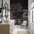 Tropical Forest Strolls Dark Purple Mural Wallpaper - room preview 02