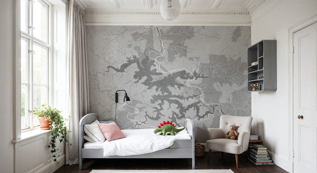 Lake Santeetlah Grey Mural Wallpaper - room preview 02