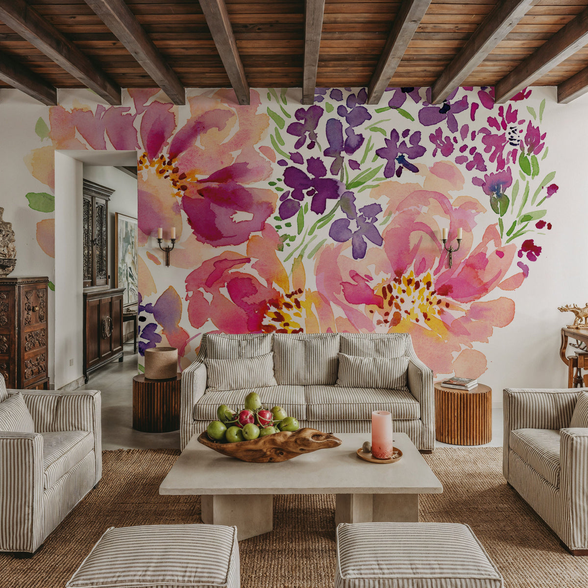 Floral Heart Petals Mural Wallpaper - room preview 02