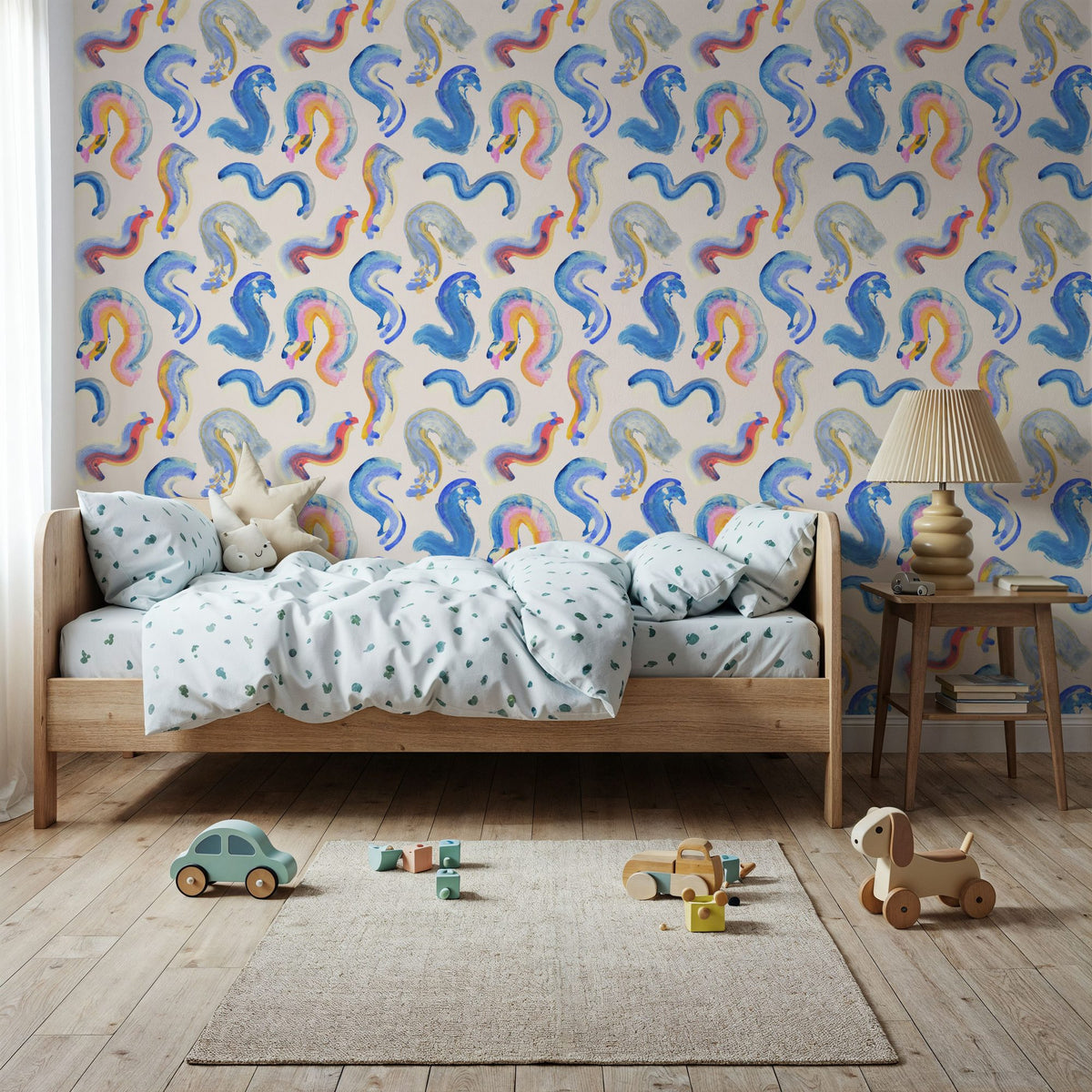 Curly Rainbows Mural Wallpaper - room preview 02