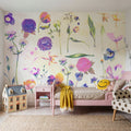 Floral Gaze, Cream Mural Wallpaper - room preview 02