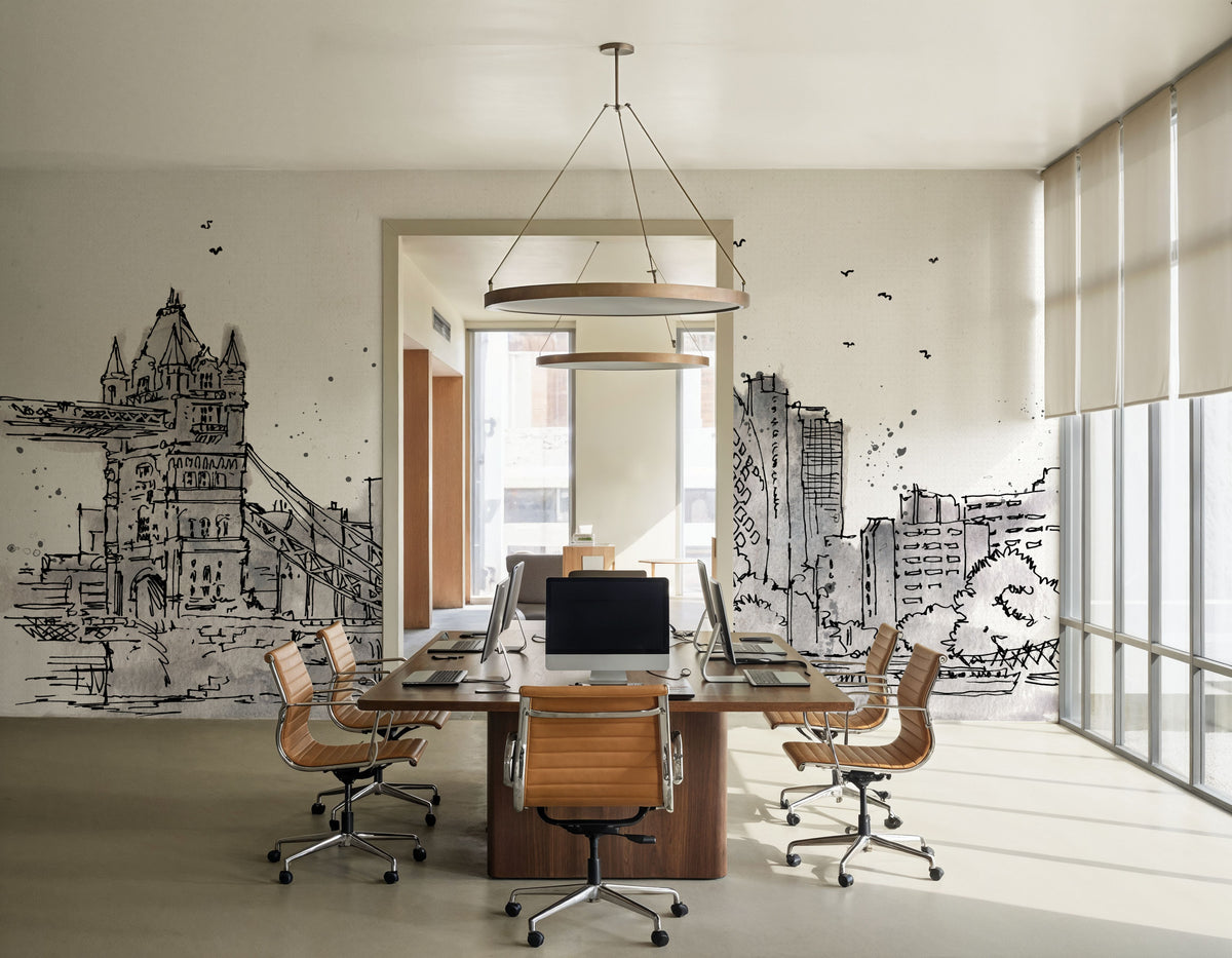 Skyline Sketches London Mural Wallpaper - room preview 02