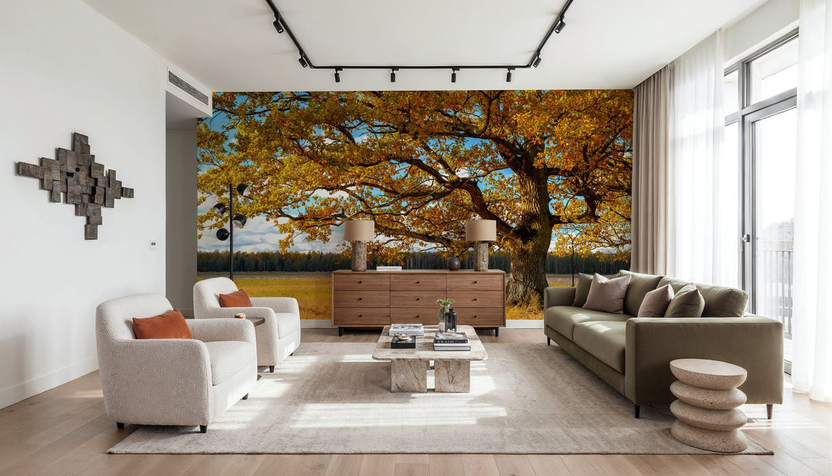 Golden Fall Tree Afternoon Mural Wallpaper - room preview 02