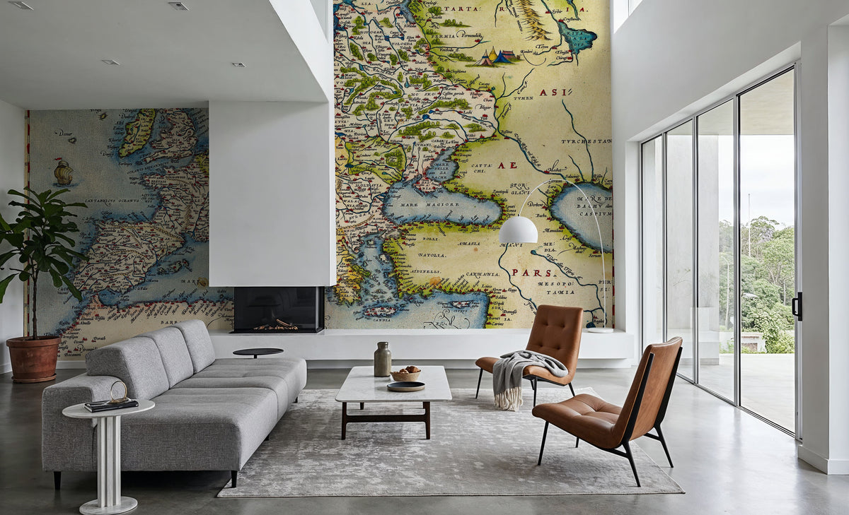 Old Map of Europe, 1570 Mural Wallpaper - room preview 02