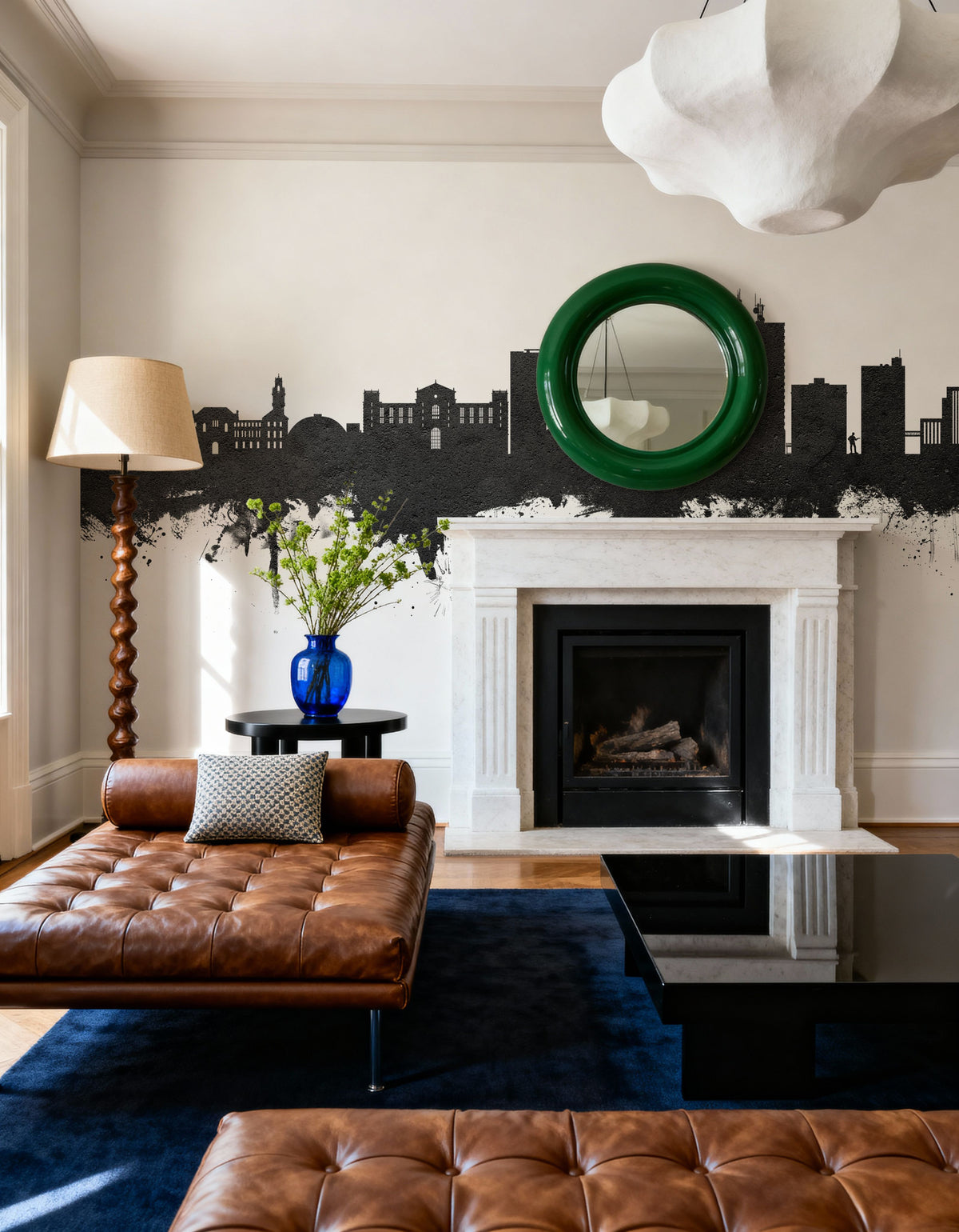 Lubbock Texas Skyline Black & White Mural Wallpaper - room preview 02