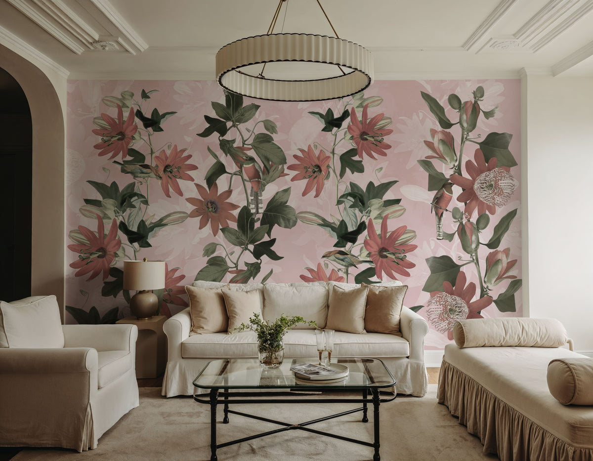 Contemporary Clematis Mural Wallpaper - room preview 02