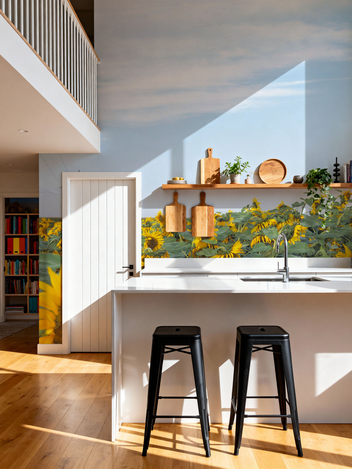 Sunflowers & Steel Mural Wallpaper - room preview 02