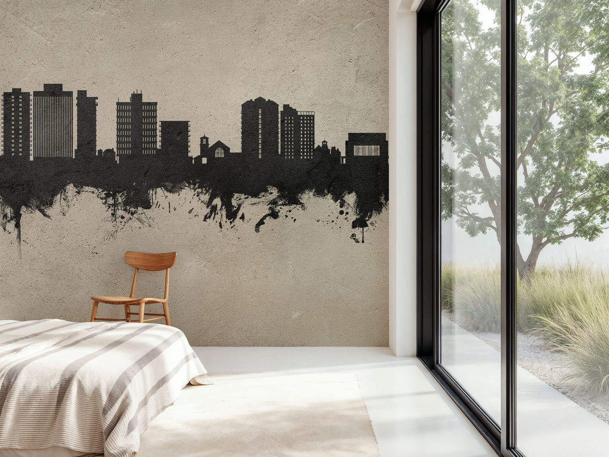 San Mateo California Skyline Concrete Mural Wallpaper - room preview 02