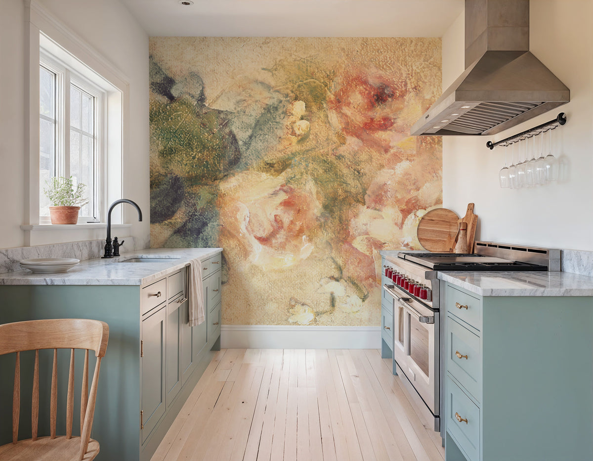 Peony with Ribbon Mural Wallpaper - room preview 02