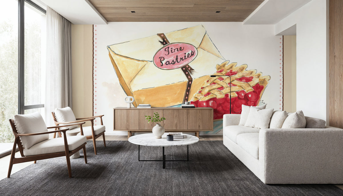 Slice of Pie on Stripes Mural Wallpaper - room preview 02