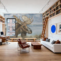 Moose by Lake Mural Wallpaper - room preview 02
