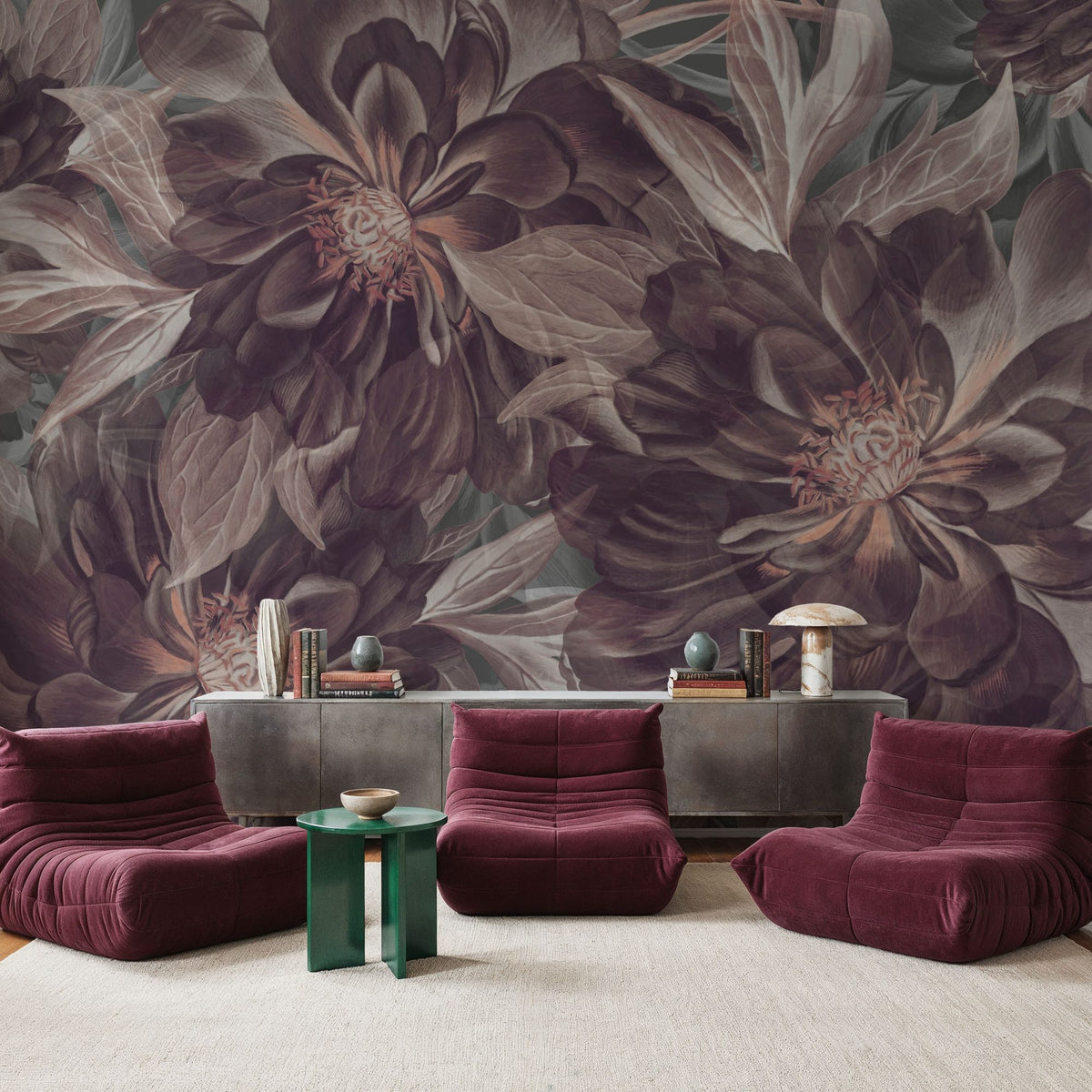 Foliage Study - Dark Plum Mural Wallpaper - room preview 02