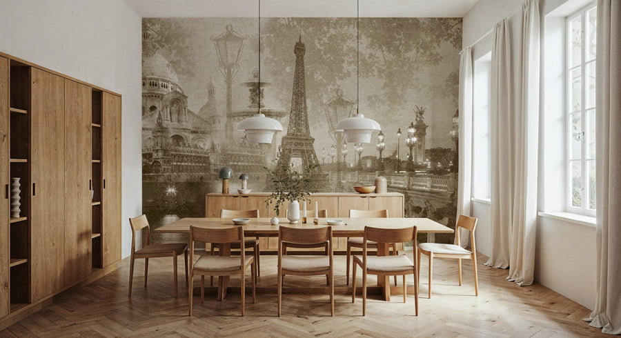 Vintage Wallpaper Mural – Retro Wall Mural – Dreaming of Paris