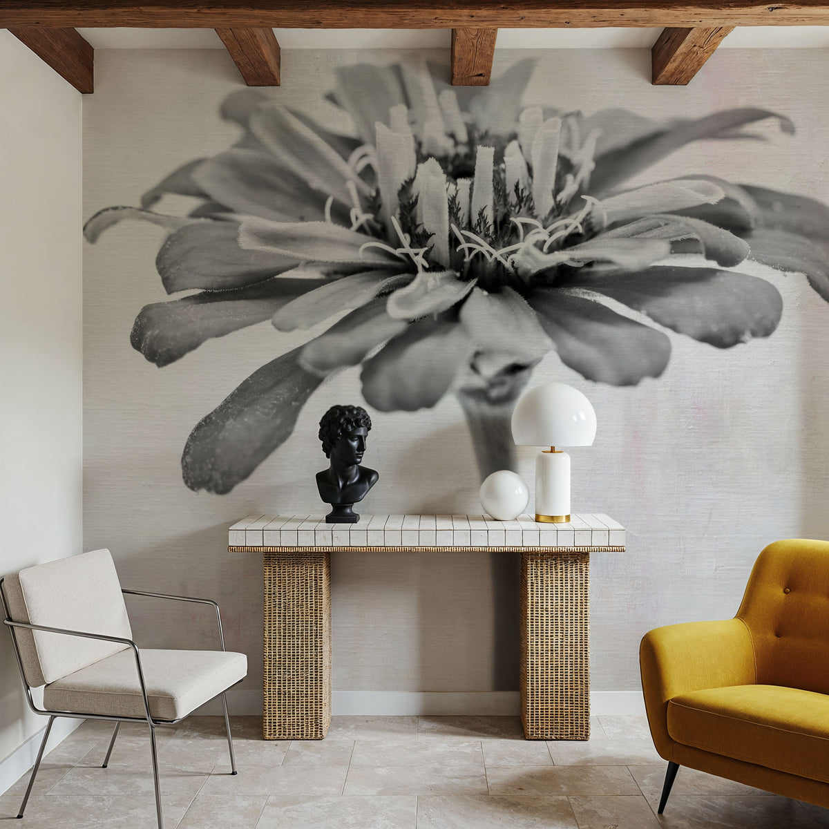 Wonderful Wildflowers IX Neutral Mural Wallpaper - room preview 02