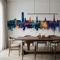 Karlsruhe Germany Skyline Blue & Bronze Mural Wallpaper - room preview 02
