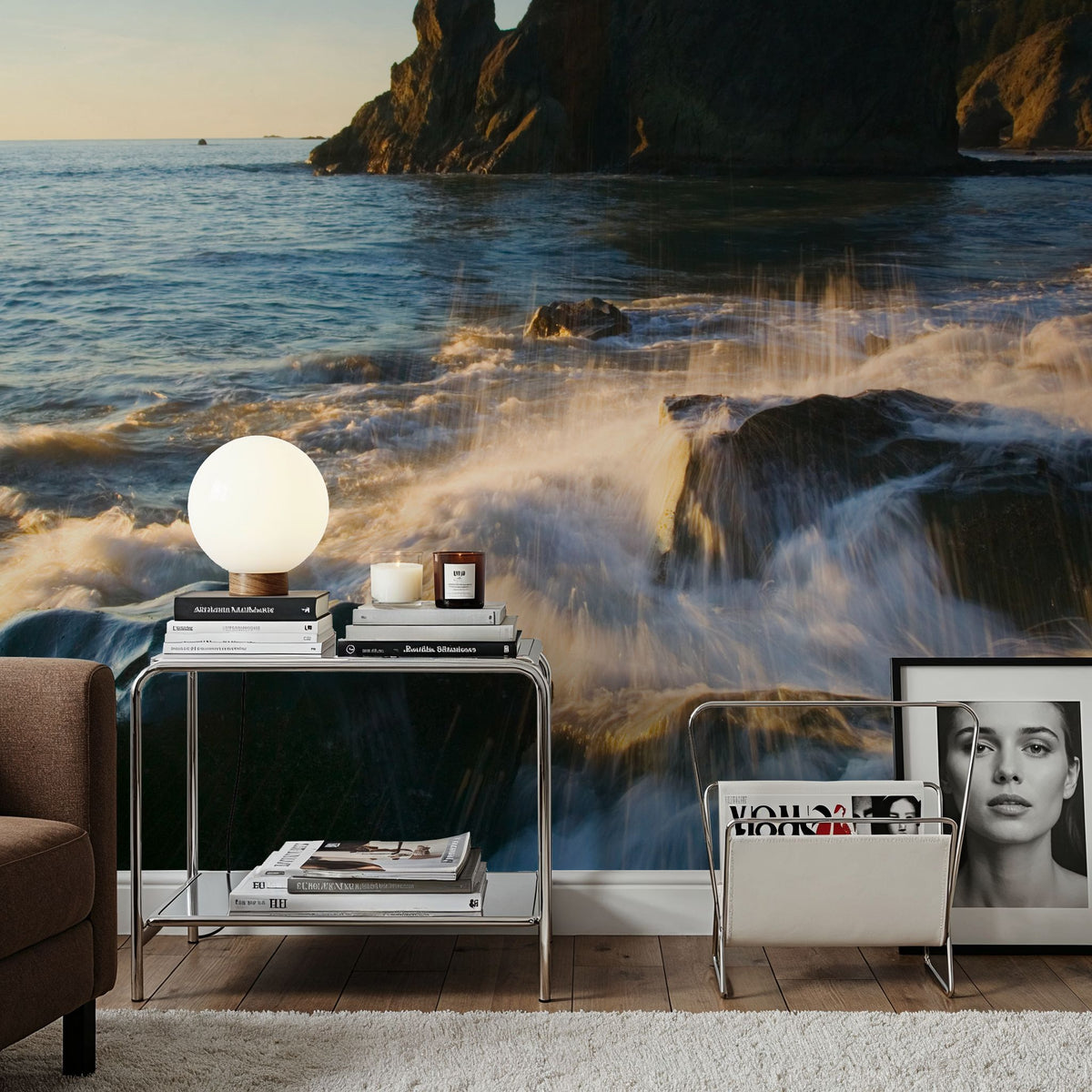 Sea Stack and Surf Mural Wallpaper - room preview 02