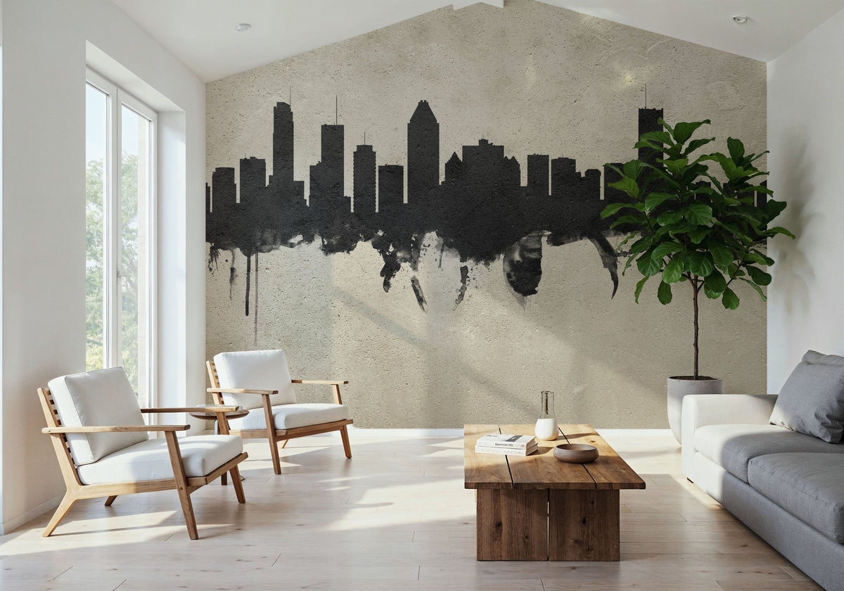 Montreal Canada Skyline Concrete Mural Wallpaper - room preview 02