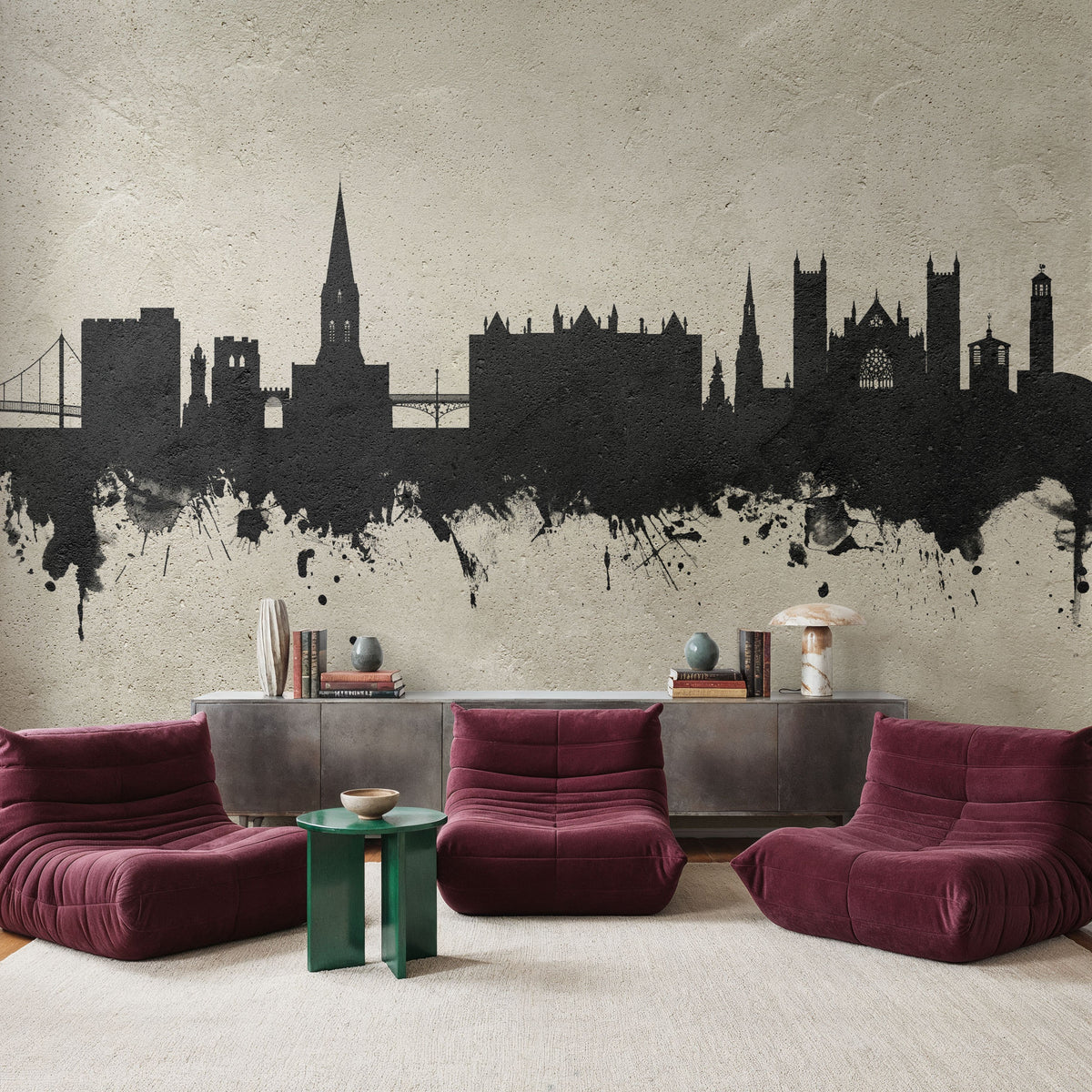 Exeter England Skyline Concrete Mural Wallpaper - room preview 02