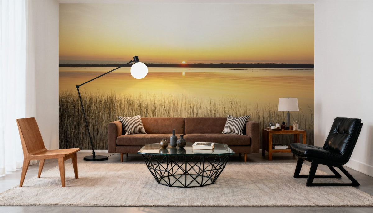 Golden Lake Whispers Mural Wallpaper - room preview 02