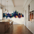 Valletta Malta Skyline Blue & Bronze Mural Wallpaper - room preview 02