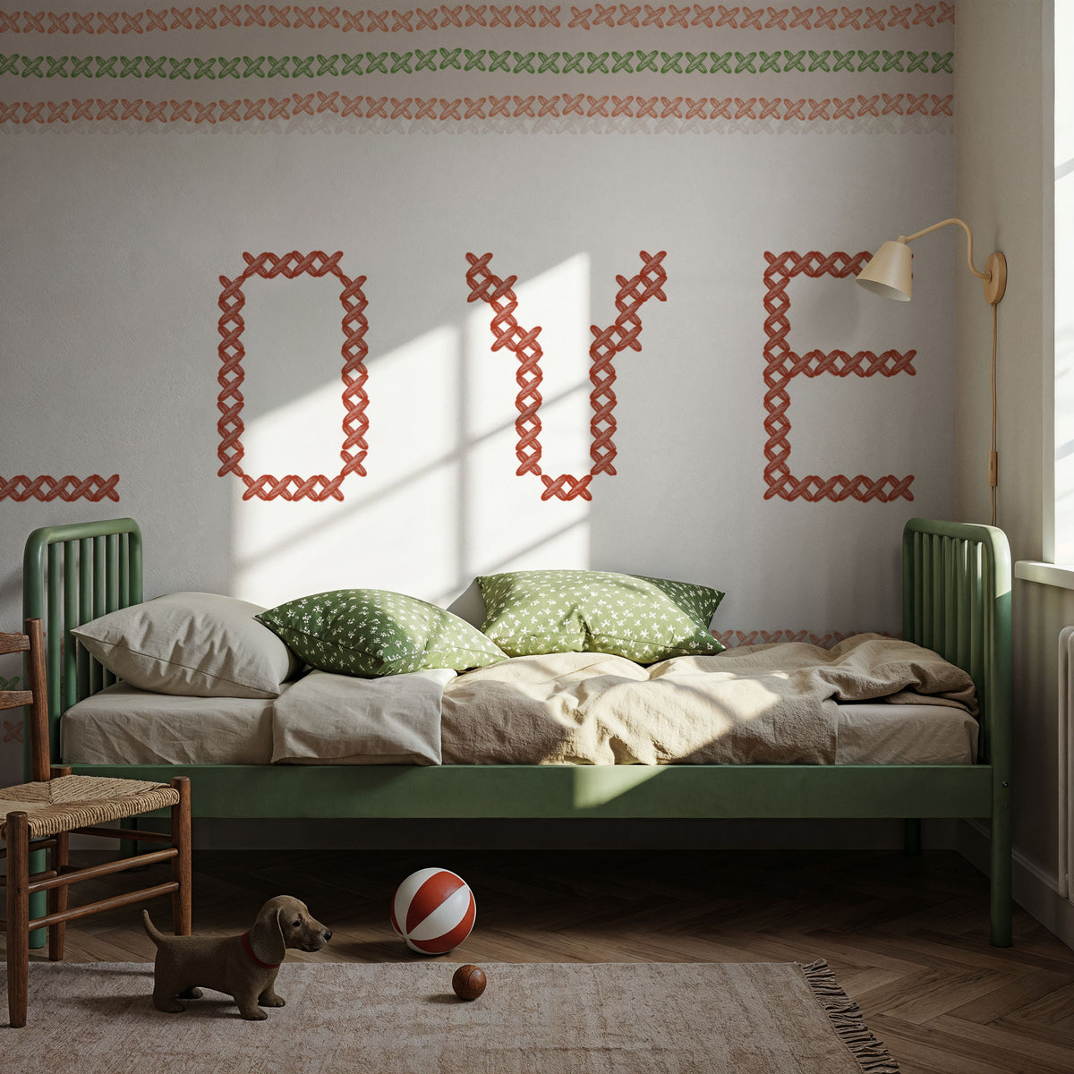 Love Cross Stitch Mural Wallpaper - room preview 02