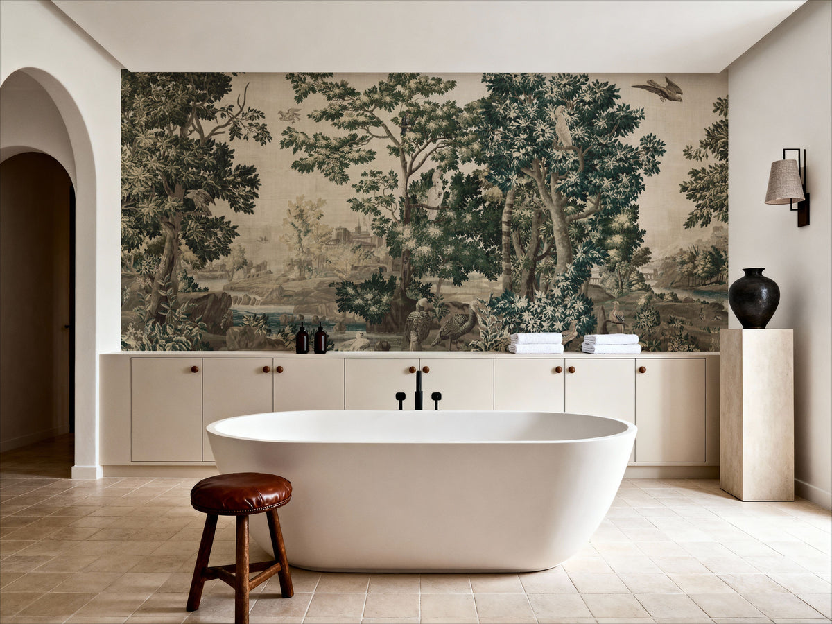 Enchanted Grove Tapestry, Greens Mural Wallpaper - room preview 02