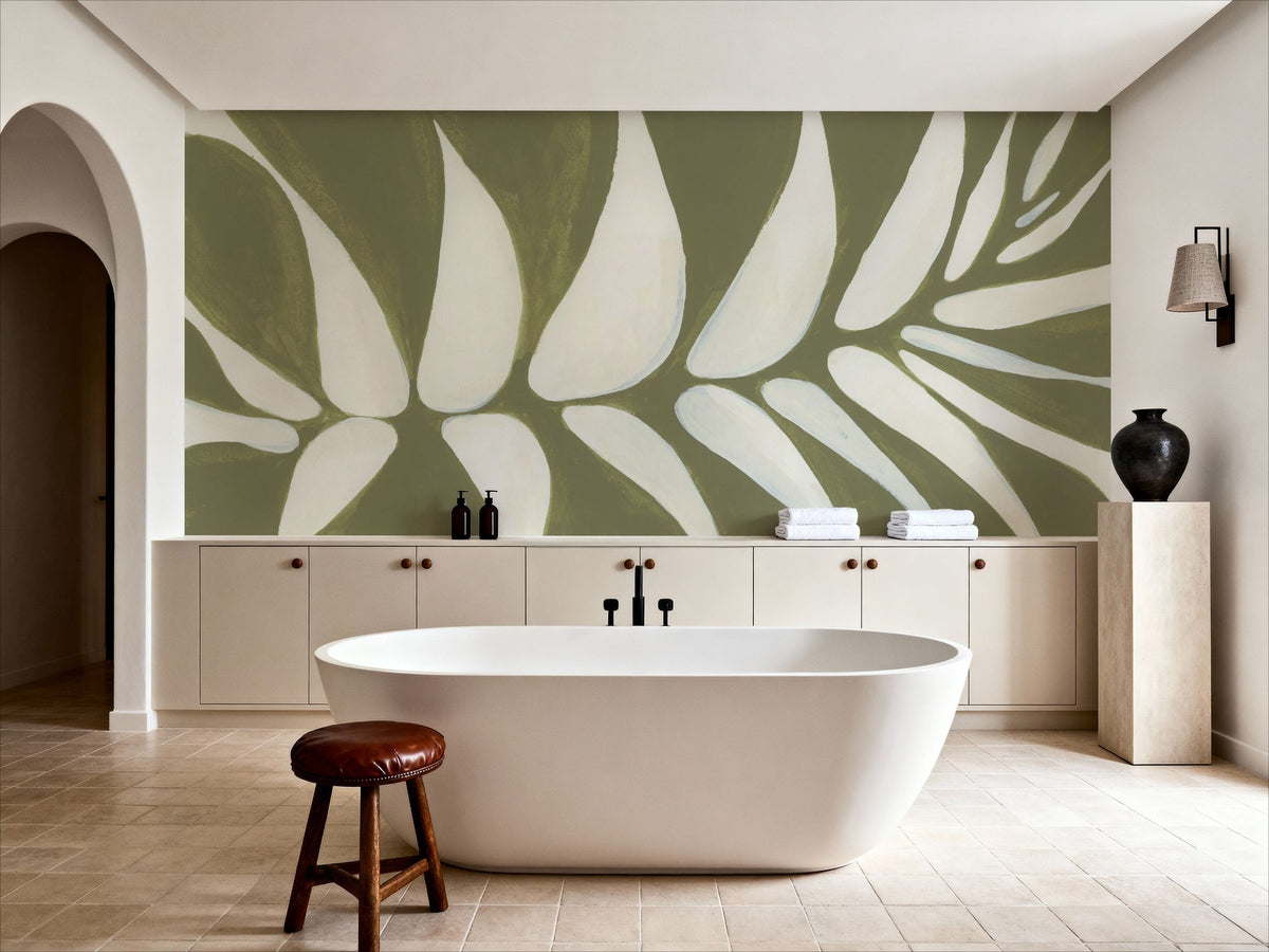 Organic Leaf Mural Wallpaper - room preview 02