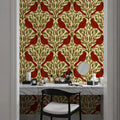Cardinals & Winterberries, Vintage Mural Wallpaper - room preview 02