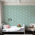 Flutterby Flowers Sky Blue Mural Wallpaper - room preview 02