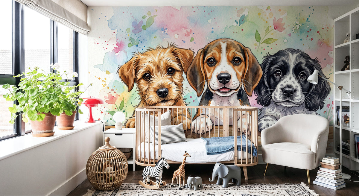 Puppies - Cute Baby Animals Series Mural Wallpaper - room preview 02