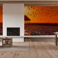 Sunset Harbor Pavilion Mural Wallpaper - room preview 02