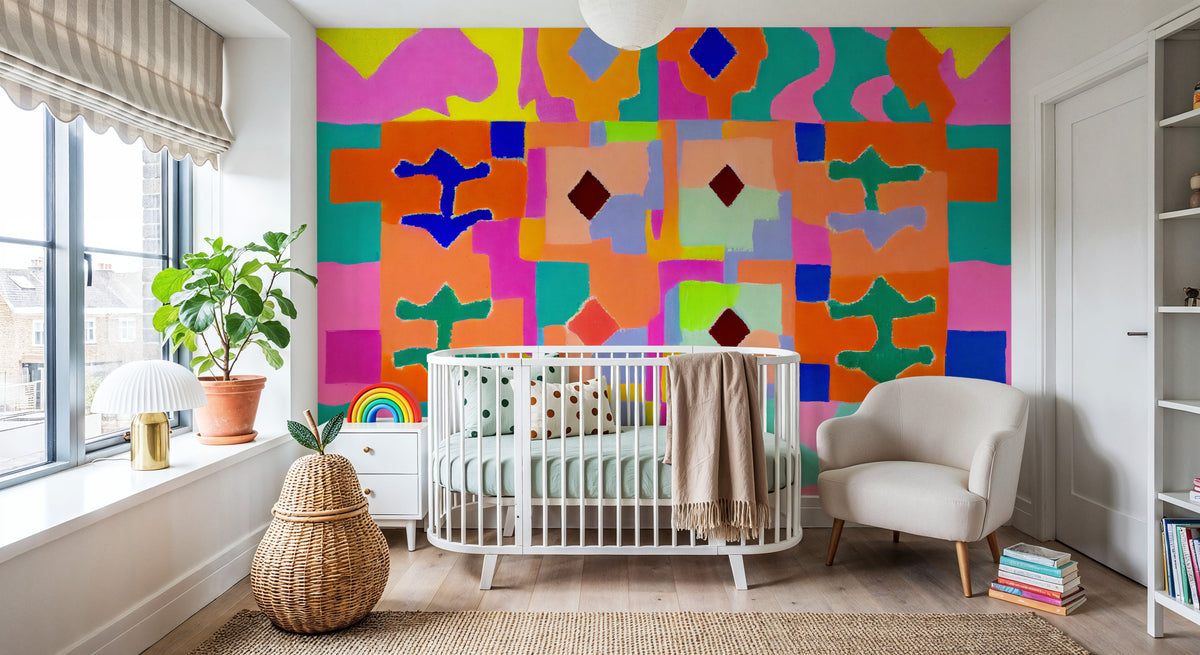 Neon Peru Pattern Mural Wallpaper - room preview 02