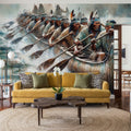 Canoes Calm River Mural Wallpaper - room preview 02