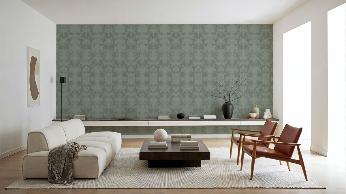 Flower Bridges Mint Mural Wallpaper - room preview 02