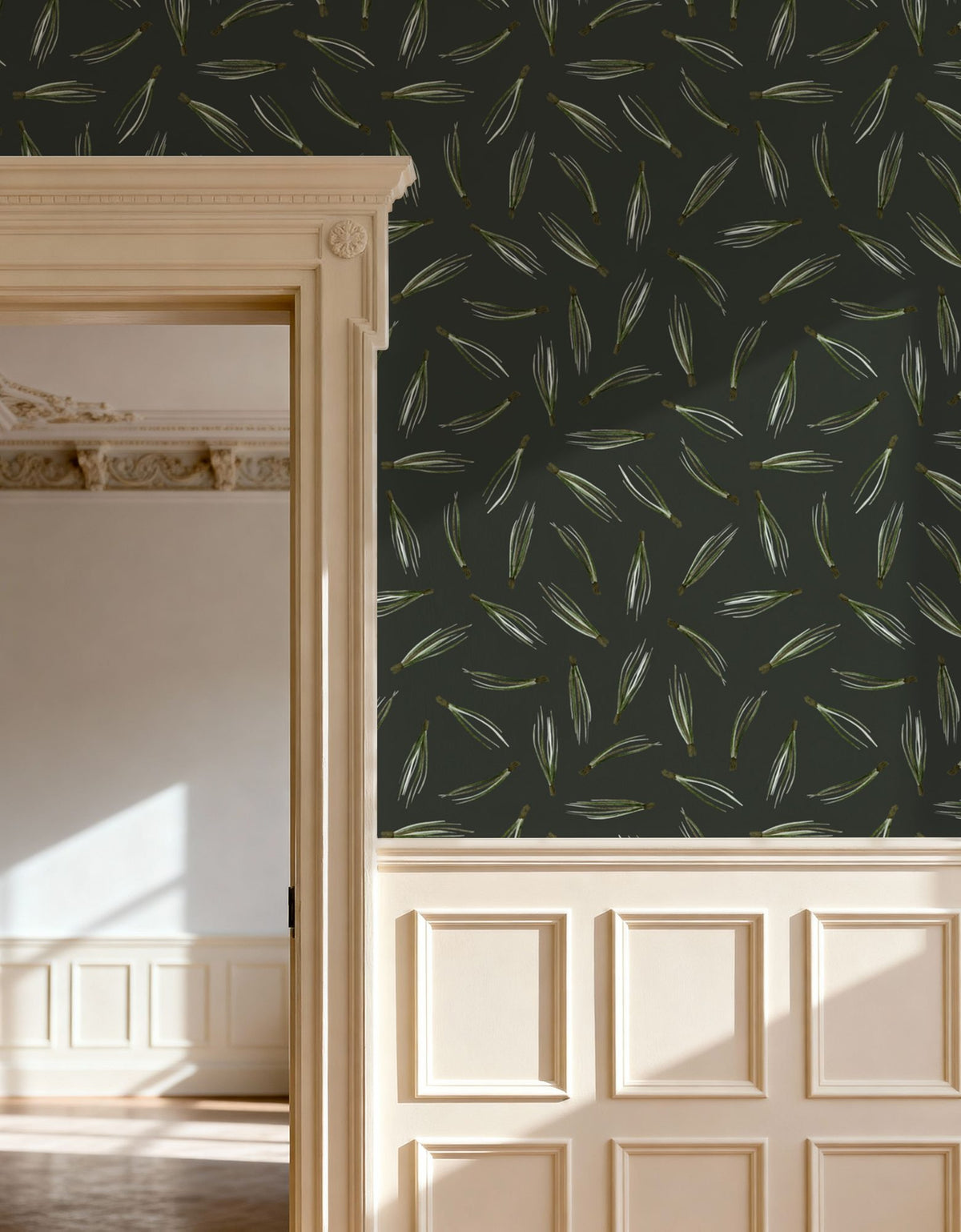 Pine Needles Dark Mural Wallpaper - room preview 02