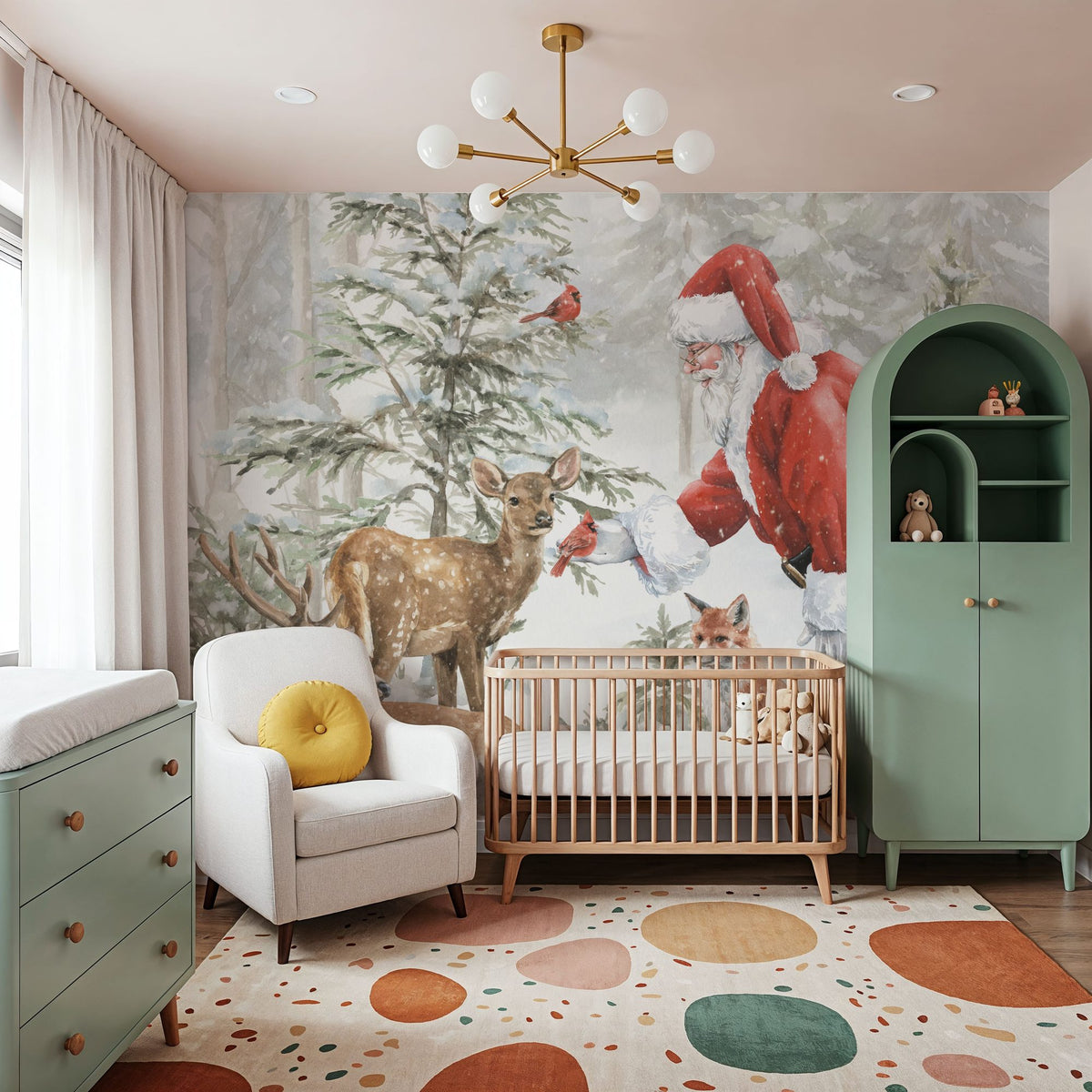 Woodland Santa V Mural Wallpaper - room preview 02