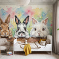 Rabbits - Cute Baby Animals Series Mural Wallpaper - room preview 02