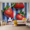 Stripe Cloth Berries Mural Wallpaper - room preview 02