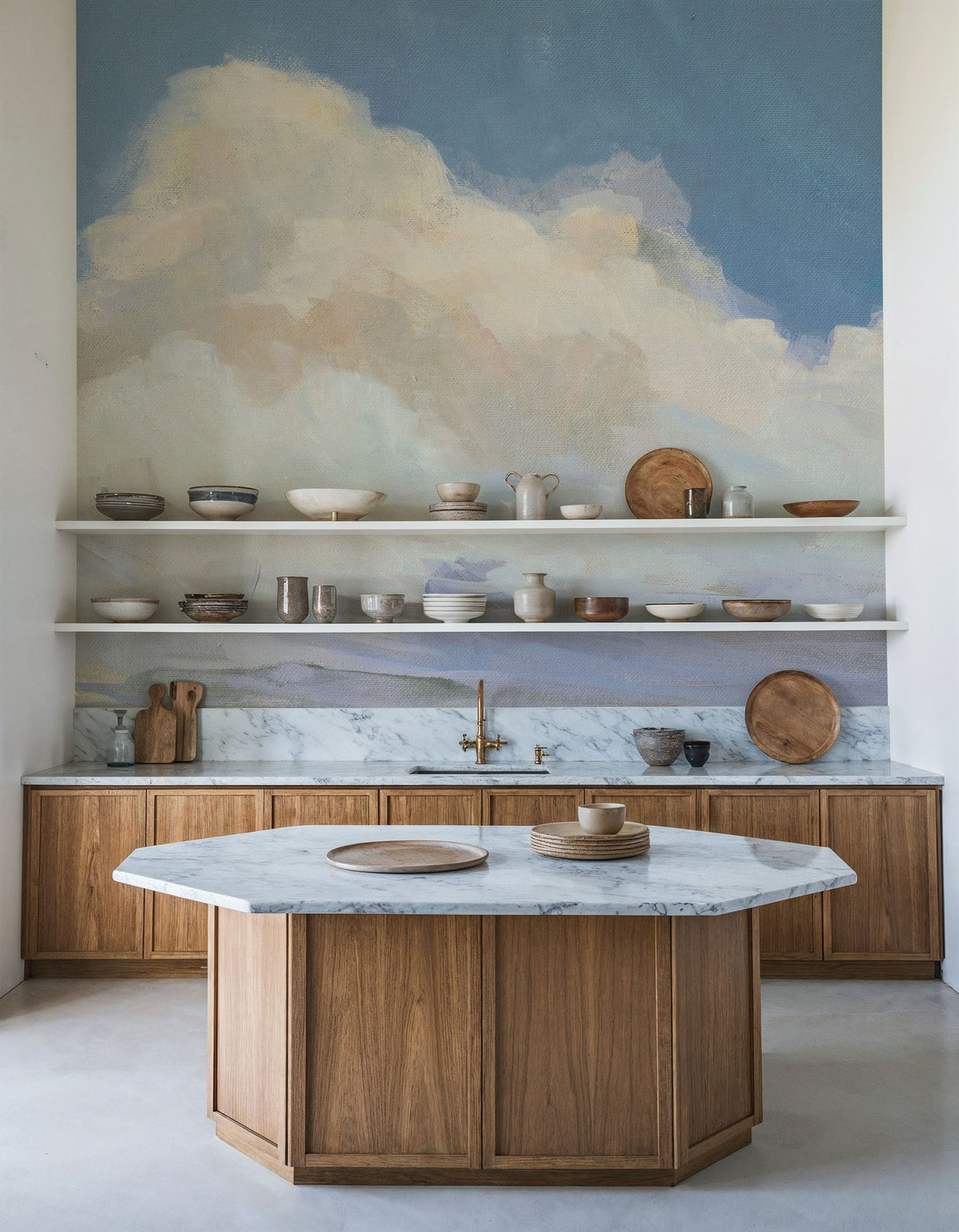 Clouds Over Low Tide Mural Wallpaper - room preview 02