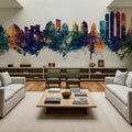 Naples Italy Skyline Blue & Bronze Mural Wallpaper - room preview 02
