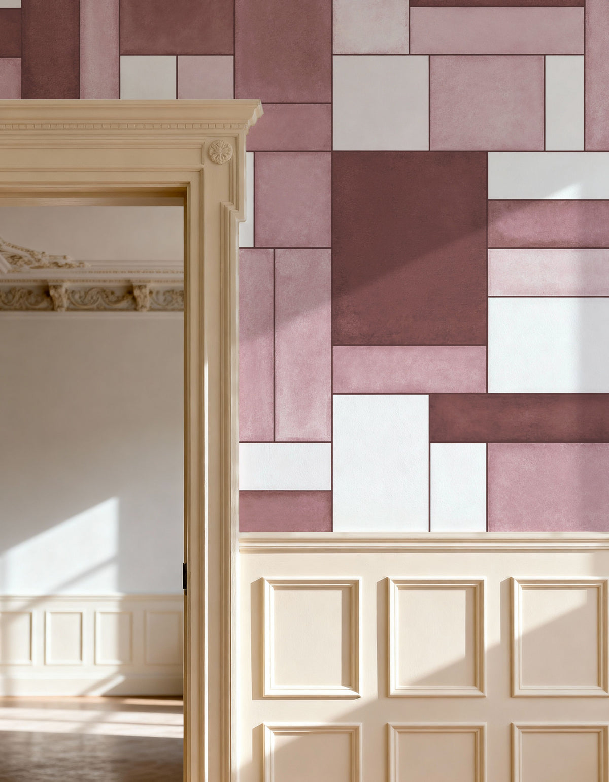 Spectrum Blocks, Rose Mural Wallpaper - room preview 02